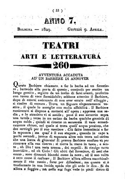 Cenni storici intorno alle lettere, invenzioni, arti, commercio e spettacoli teatrali