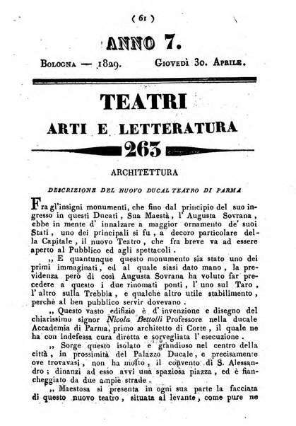 Cenni storici intorno alle lettere, invenzioni, arti, commercio e spettacoli teatrali