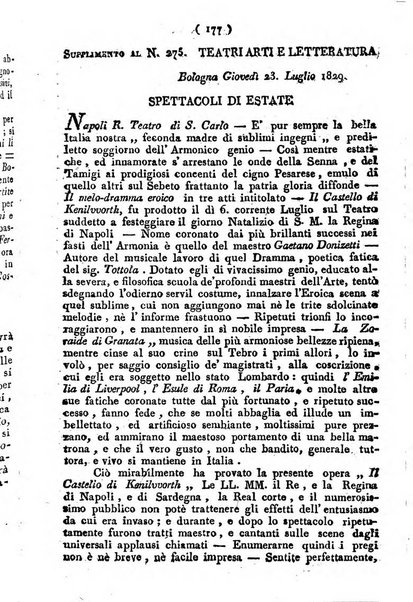 Cenni storici intorno alle lettere, invenzioni, arti, commercio e spettacoli teatrali