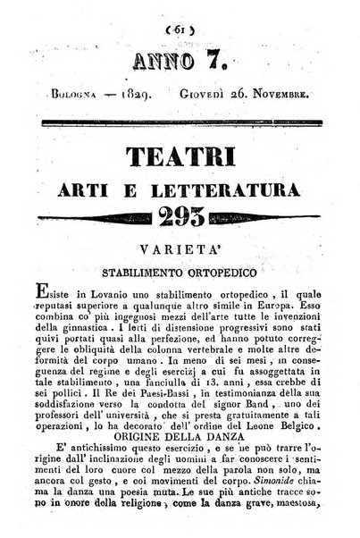 Cenni storici intorno alle lettere, invenzioni, arti, commercio e spettacoli teatrali