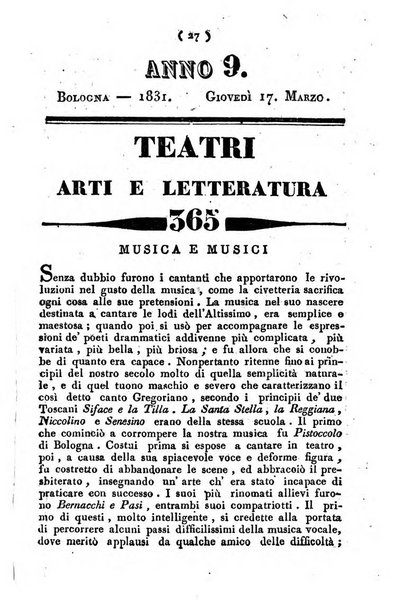 Cenni storici intorno alle lettere, invenzioni, arti, commercio e spettacoli teatrali