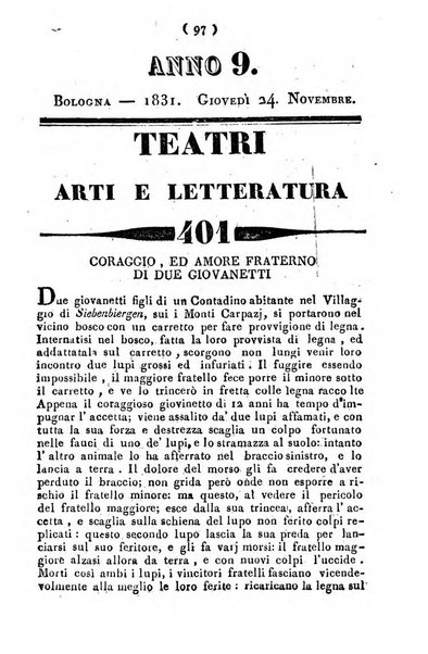 Cenni storici intorno alle lettere, invenzioni, arti, commercio e spettacoli teatrali