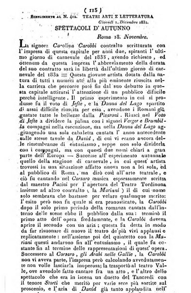 Cenni storici intorno alle lettere, invenzioni, arti, commercio e spettacoli teatrali