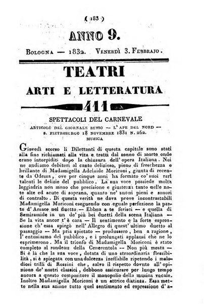 Cenni storici intorno alle lettere, invenzioni, arti, commercio e spettacoli teatrali