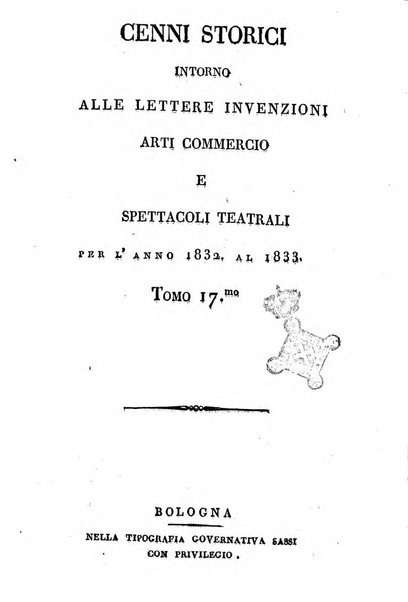 Cenni storici intorno alle lettere, invenzioni, arti, commercio e spettacoli teatrali