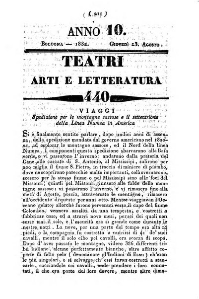 Cenni storici intorno alle lettere, invenzioni, arti, commercio e spettacoli teatrali