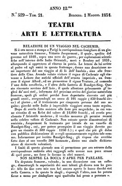 Cenni storici intorno alle lettere, invenzioni, arti, commercio e spettacoli teatrali