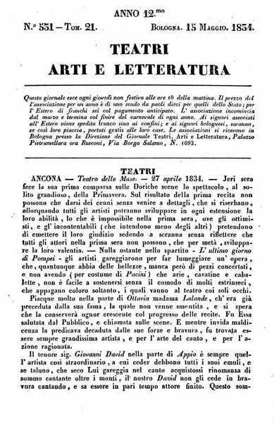 Cenni storici intorno alle lettere, invenzioni, arti, commercio e spettacoli teatrali