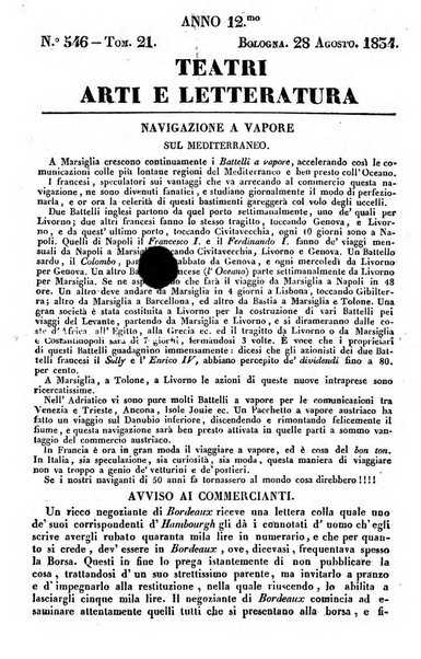 Cenni storici intorno alle lettere, invenzioni, arti, commercio e spettacoli teatrali