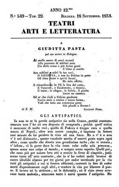 Cenni storici intorno alle lettere, invenzioni, arti, commercio e spettacoli teatrali