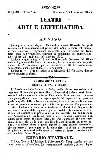 Cenni storici intorno alle lettere, invenzioni, arti, commercio e spettacoli teatrali