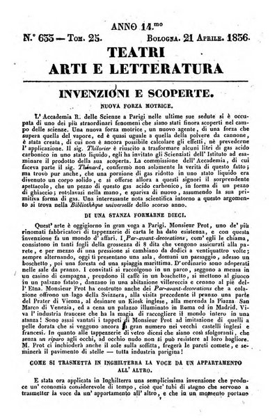 Cenni storici intorno alle lettere, invenzioni, arti, commercio e spettacoli teatrali