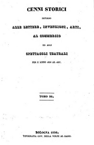 Cenni storici intorno alle lettere, invenzioni, arti, commercio e spettacoli teatrali