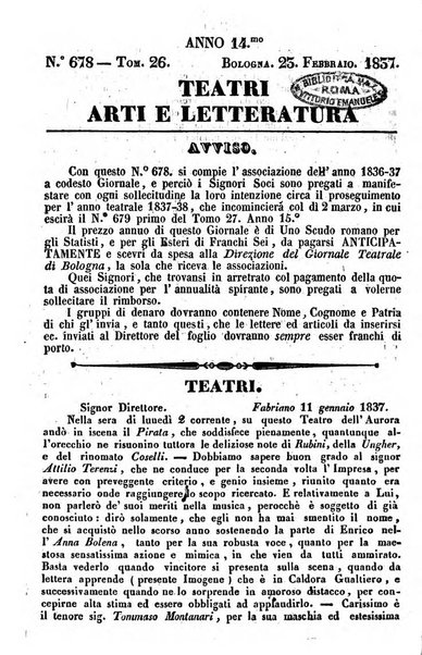 Cenni storici intorno alle lettere, invenzioni, arti, commercio e spettacoli teatrali