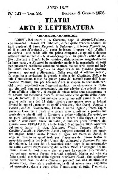 Cenni storici intorno alle lettere, invenzioni, arti, commercio e spettacoli teatrali