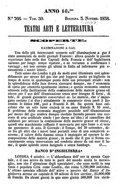 Cenni storici intorno alle lettere, invenzioni, arti, commercio e spettacoli teatrali