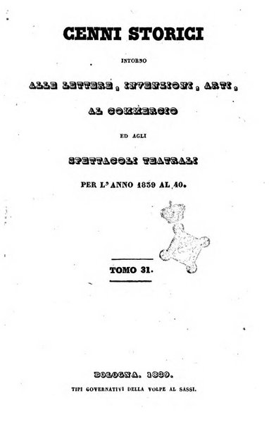 Cenni storici intorno alle lettere, invenzioni, arti, commercio e spettacoli teatrali