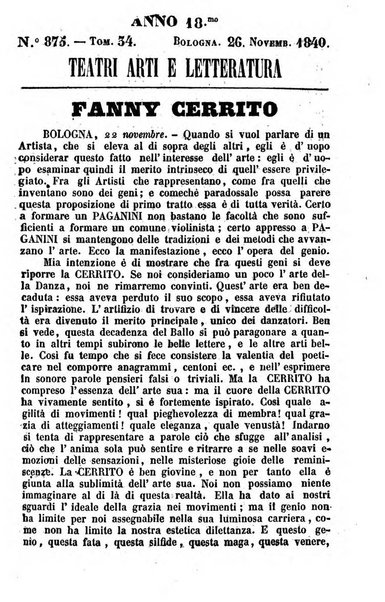 Cenni storici intorno alle lettere, invenzioni, arti, commercio e spettacoli teatrali