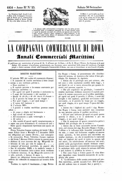 La compagnia commerciale di Roma : annali commerciali marittimi