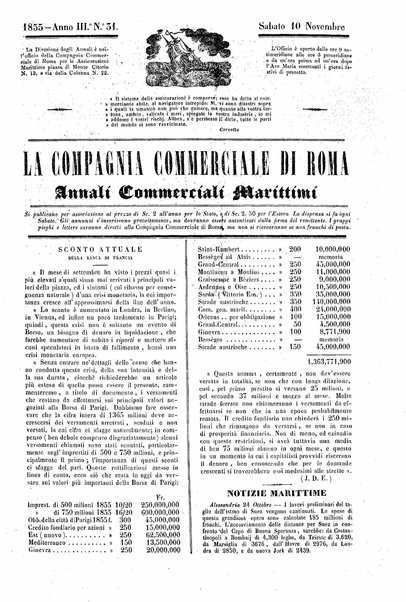 La compagnia commerciale di Roma : annali commerciali marittimi