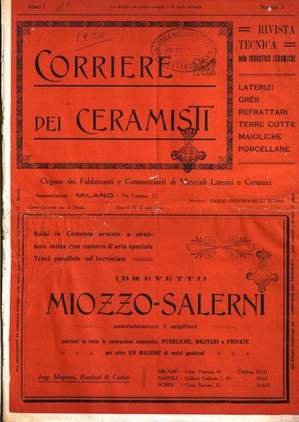 Corriere dei ceramisti rivista tecnica delle industrie ceramiche