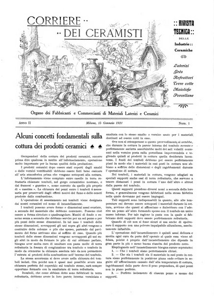 Corriere dei ceramisti rivista tecnica delle industrie ceramiche