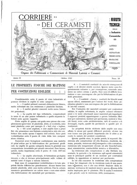 Corriere dei ceramisti rivista tecnica delle industrie ceramiche