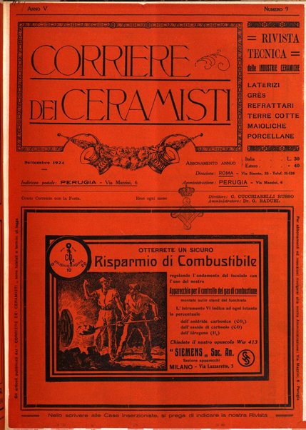 Corriere dei ceramisti rivista tecnica delle industrie ceramiche