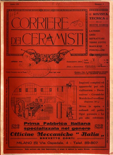 Corriere dei ceramisti rivista tecnica delle industrie ceramiche