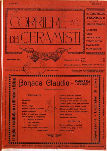 Corriere dei ceramisti rivista tecnica delle industrie ceramiche