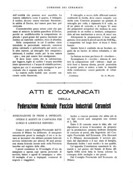 Corriere dei ceramisti rivista tecnica delle industrie ceramiche