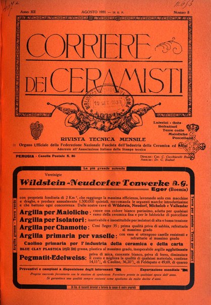 Corriere dei ceramisti rivista tecnica delle industrie ceramiche