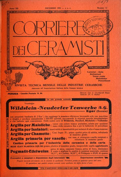 Corriere dei ceramisti rivista tecnica delle industrie ceramiche