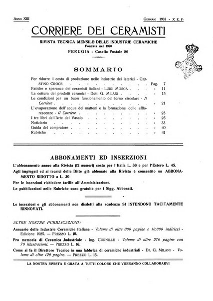 Corriere dei ceramisti rivista tecnica delle industrie ceramiche