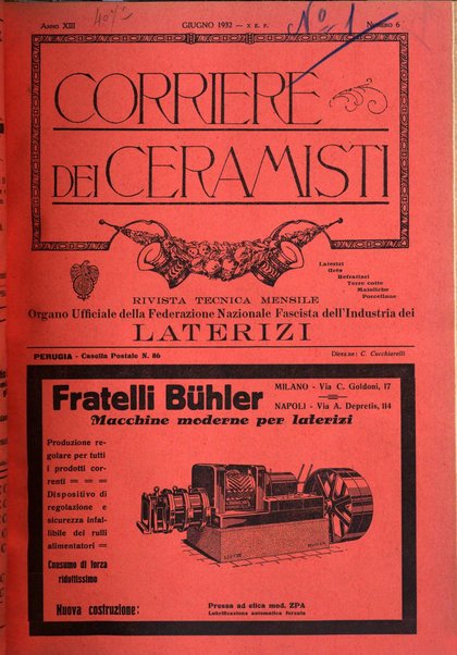 Corriere dei ceramisti rivista tecnica delle industrie ceramiche