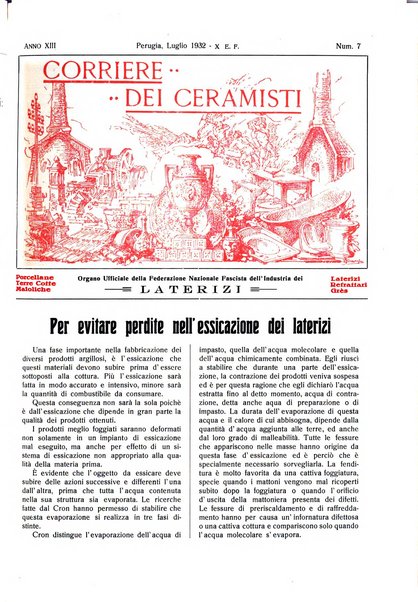 Corriere dei ceramisti rivista tecnica delle industrie ceramiche