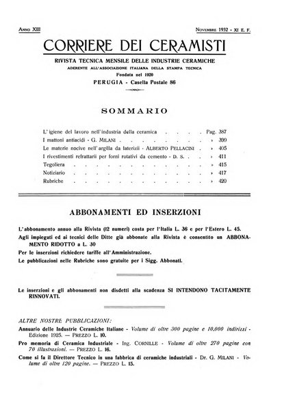 Corriere dei ceramisti rivista tecnica delle industrie ceramiche