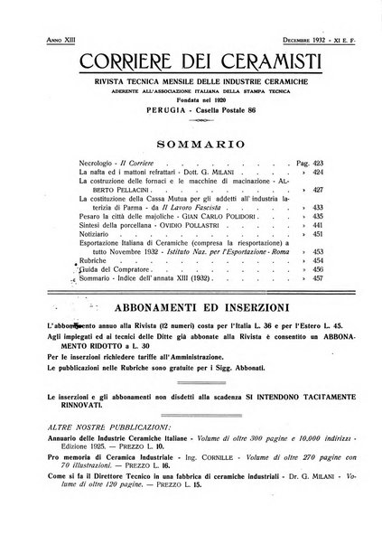 Corriere dei ceramisti rivista tecnica delle industrie ceramiche