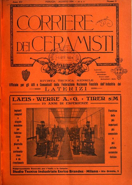 Corriere dei ceramisti rivista tecnica delle industrie ceramiche