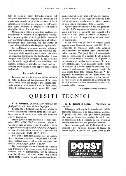 Corriere dei ceramisti rivista tecnica delle industrie ceramiche