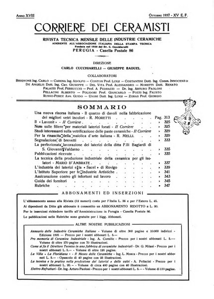 Corriere dei ceramisti rivista tecnica delle industrie ceramiche