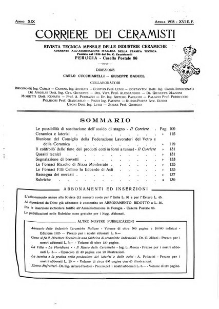 Corriere dei ceramisti rivista tecnica delle industrie ceramiche