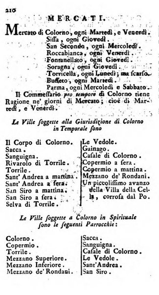 Diario di Colorno per l'anno 1777.[-1802.] nel quale trovansi segnate tutte le funzioni ecclesiastiche e tutte le indulgenze, oltre alla dichiarazione di varie cose necessarie, dilettevoli ed utili agli abitanti di Colorno a cui comodo, e uantaggio principalmente è stato composto