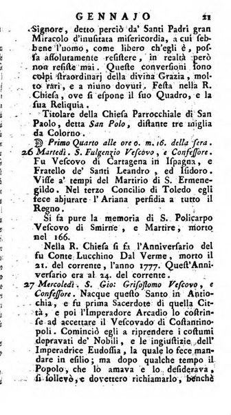 Diario di Colorno per l'anno 1777.[-1802.] nel quale trovansi segnate tutte le funzioni ecclesiastiche e tutte le indulgenze, oltre alla dichiarazione di varie cose necessarie, dilettevoli ed utili agli abitanti di Colorno a cui comodo, e uantaggio principalmente è stato composto