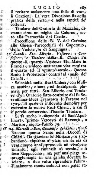 Diario di Colorno per l'anno 1777.[-1802.] nel quale trovansi segnate tutte le funzioni ecclesiastiche e tutte le indulgenze, oltre alla dichiarazione di varie cose necessarie, dilettevoli ed utili agli abitanti di Colorno a cui comodo, e uantaggio principalmente è stato composto