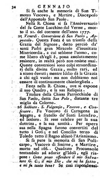 Diario di Colorno per l'anno 1777.[-1802.] nel quale trovansi segnate tutte le funzioni ecclesiastiche e tutte le indulgenze, oltre alla dichiarazione di varie cose necessarie, dilettevoli ed utili agli abitanti di Colorno a cui comodo, e uantaggio principalmente è stato composto