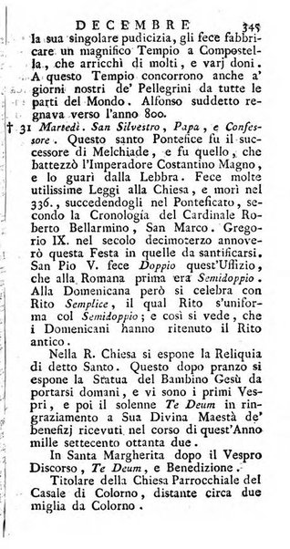 Diario di Colorno per l'anno 1777.[-1802.] nel quale trovansi segnate tutte le funzioni ecclesiastiche e tutte le indulgenze, oltre alla dichiarazione di varie cose necessarie, dilettevoli ed utili agli abitanti di Colorno a cui comodo, e uantaggio principalmente è stato composto