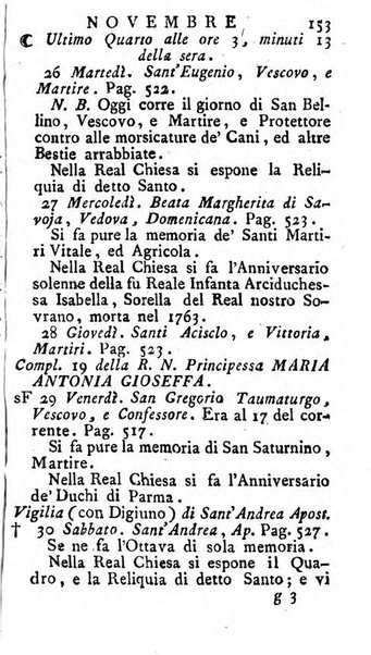 Diario di Colorno per l'anno 1777.[-1802.] nel quale trovansi segnate tutte le funzioni ecclesiastiche e tutte le indulgenze, oltre alla dichiarazione di varie cose necessarie, dilettevoli ed utili agli abitanti di Colorno a cui comodo, e uantaggio principalmente è stato composto