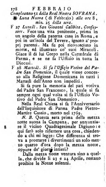 Diario di Colorno per l'anno 1777.[-1802.] nel quale trovansi segnate tutte le funzioni ecclesiastiche e tutte le indulgenze, oltre alla dichiarazione di varie cose necessarie, dilettevoli ed utili agli abitanti di Colorno a cui comodo, e uantaggio principalmente è stato composto