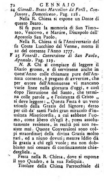 Diario di Colorno per l'anno 1777.[-1802.] nel quale trovansi segnate tutte le funzioni ecclesiastiche e tutte le indulgenze, oltre alla dichiarazione di varie cose necessarie, dilettevoli ed utili agli abitanti di Colorno a cui comodo, e uantaggio principalmente è stato composto